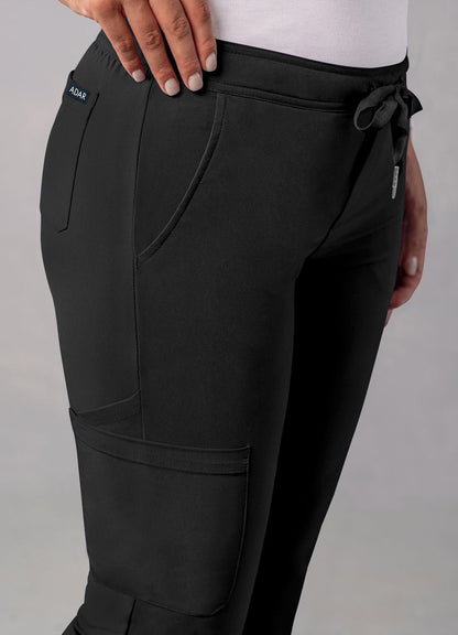 Adar Women's Skinny Leg Cargo Pant - Black - Caribbean Blue - Ceil Blue