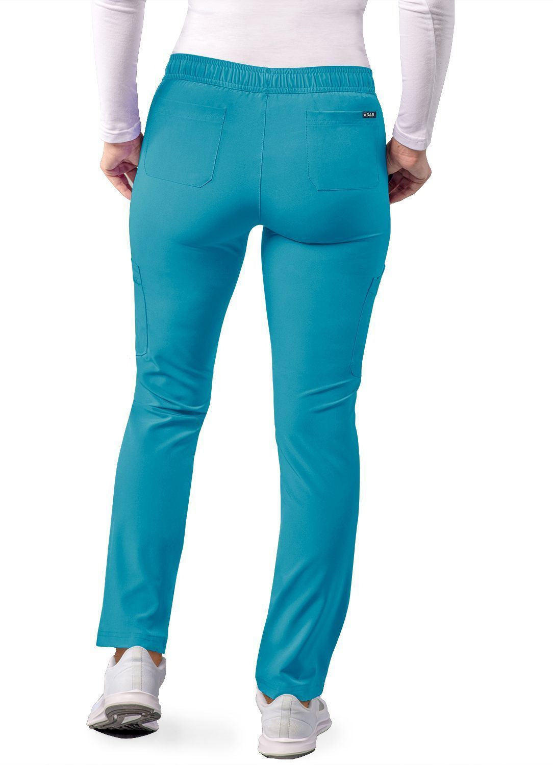 Adar Women's Skinny Leg Cargo Pant - Sky Blue - Soft Pink - Teal Blue