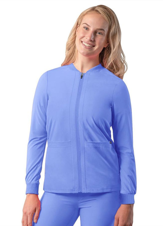 Adar Women's Bomber Zipped Jacket - Ceil Blue - Eggplant - Hunter Green
