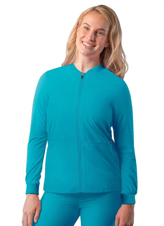Adar Women's Bomber Zipped Jacket - Turquoise - White
