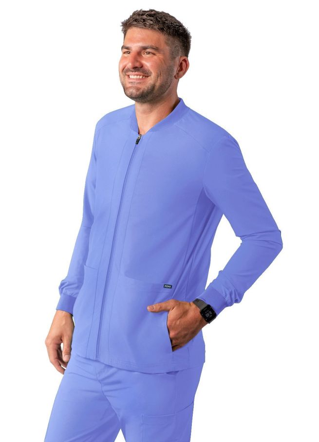 Adar Men's Zippered Jacket - Black - Caribbean Blue - Ceil Blue