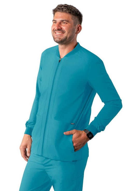 Adar Men's Zippered Jacket - Turquoise - White