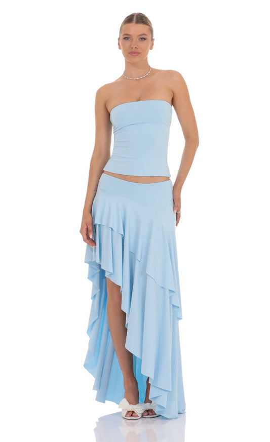 Lucy in the Sky Ruffle Two Piece Set in Baby Blue