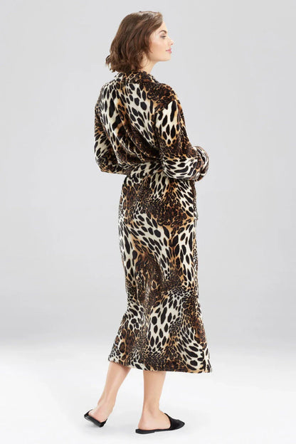 Natori Plush Leopard Robe - Chestnut
