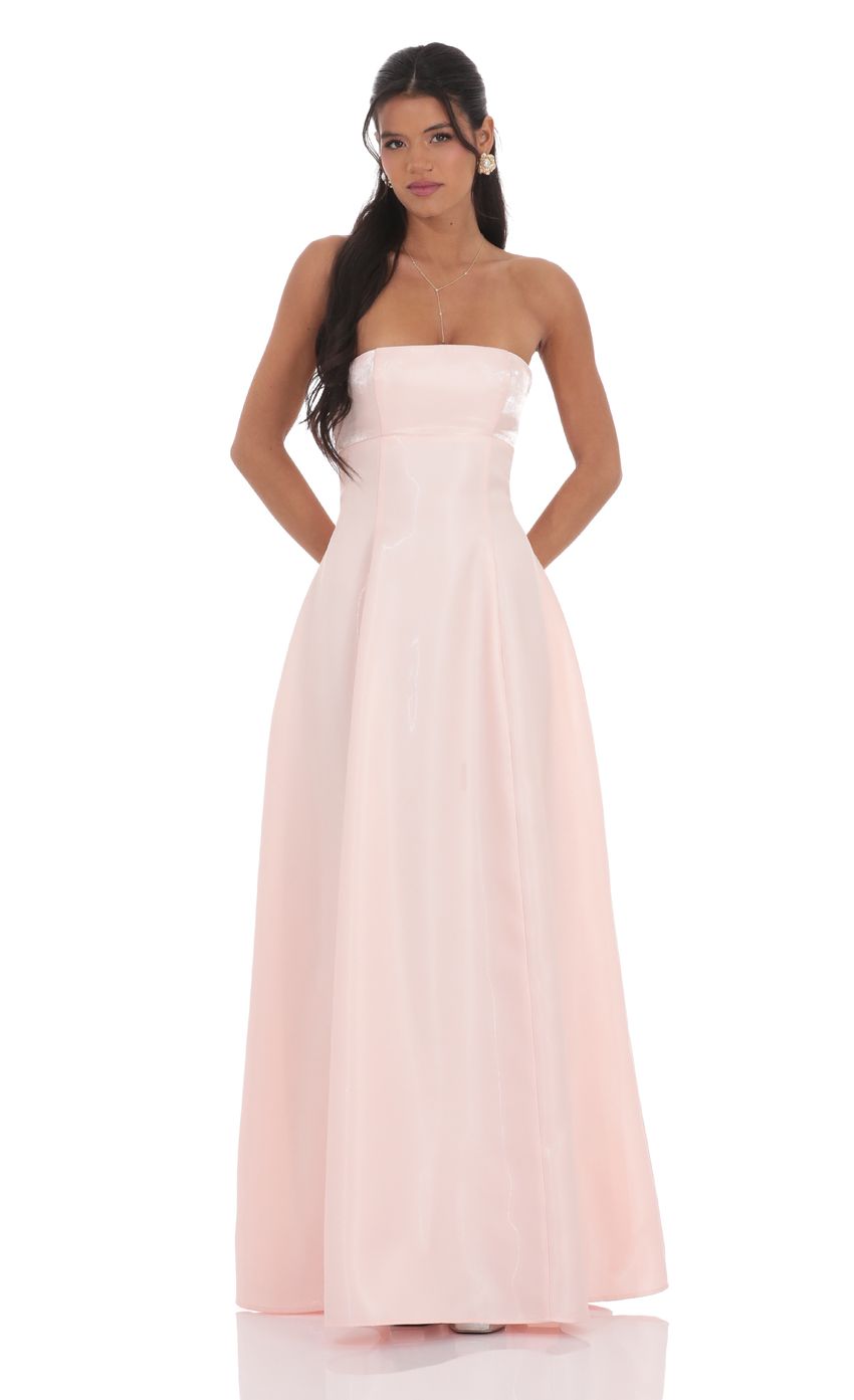 Lucy in the Sky Sheen Empire Waist Maxi Dress in Pink
