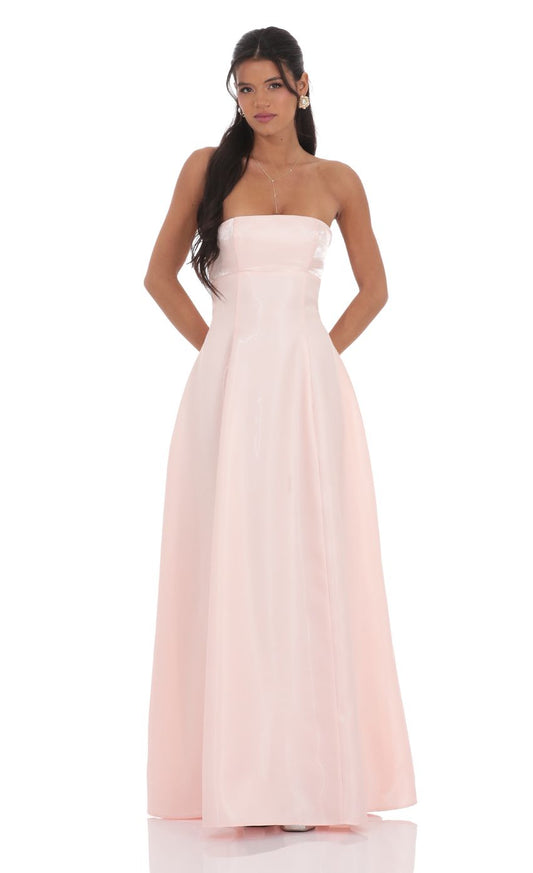 Lucy in the Sky Sheen Empire Waist Maxi Dress in Pink