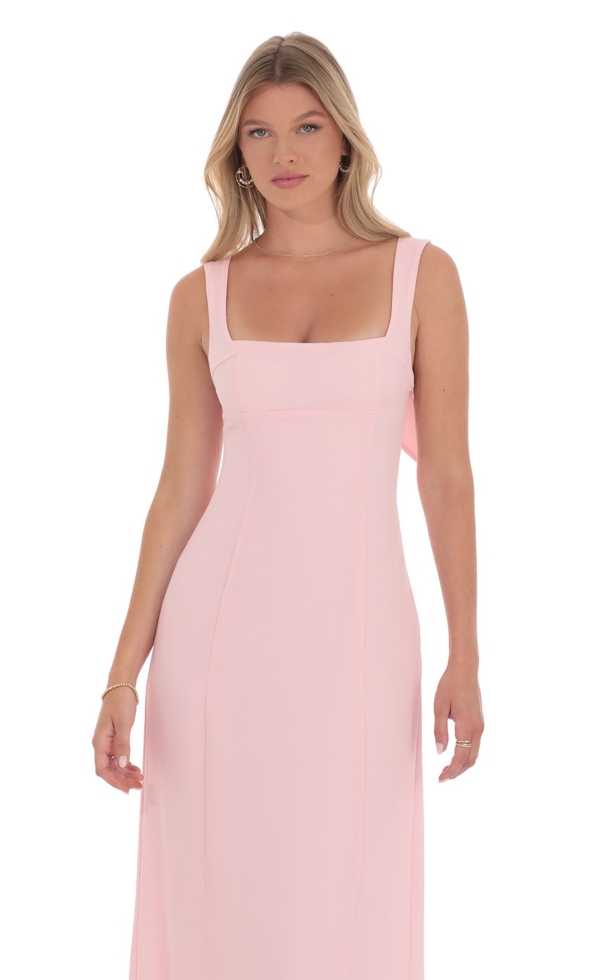Lucy in the Sky Back Bows Maxi Dress in Pink