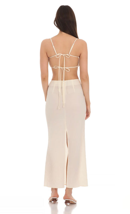 Lucy In The Sky Cropped Two Piece Set in Cream