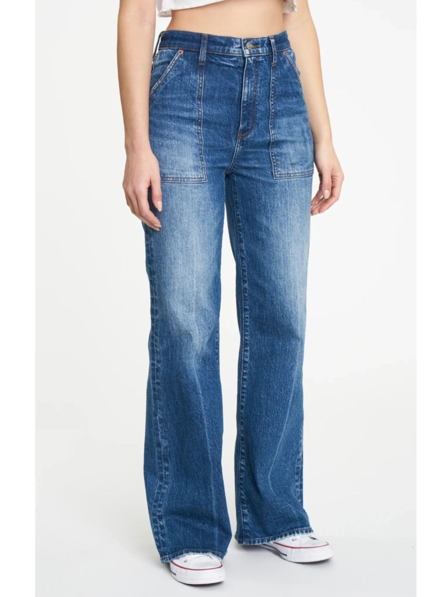 Ruby & Jenna Women's Daze- Patch Pocket High Rise Wide Leg