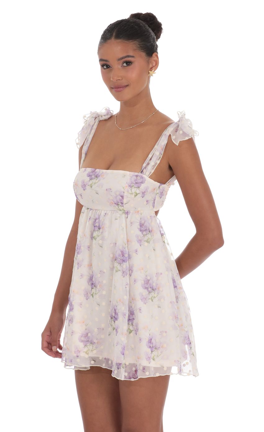 Lucy In The Sky Floral Babydoll Dress in Cream