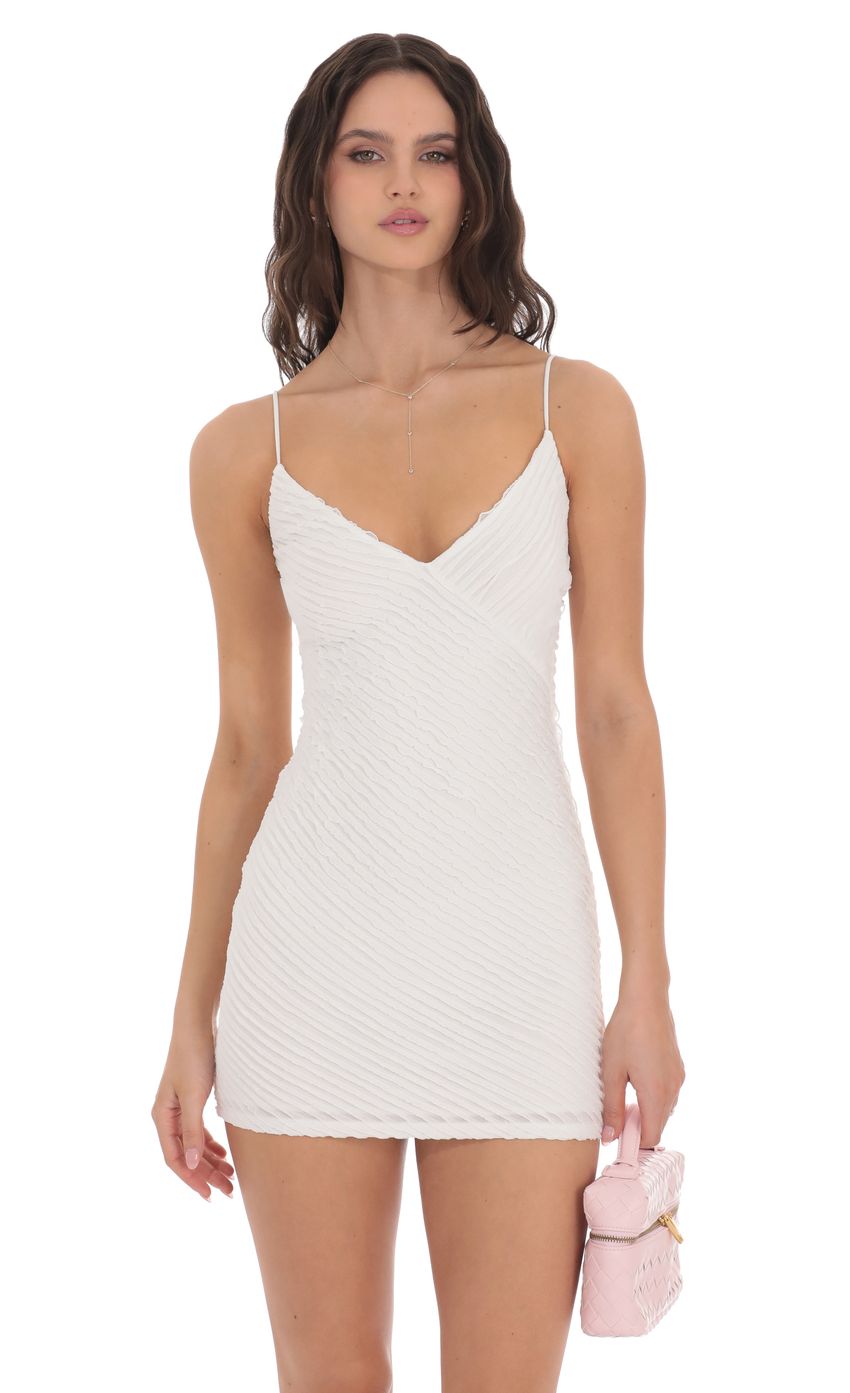 Lucy In The Sky Mini Ruffles Bodycon Dress in White