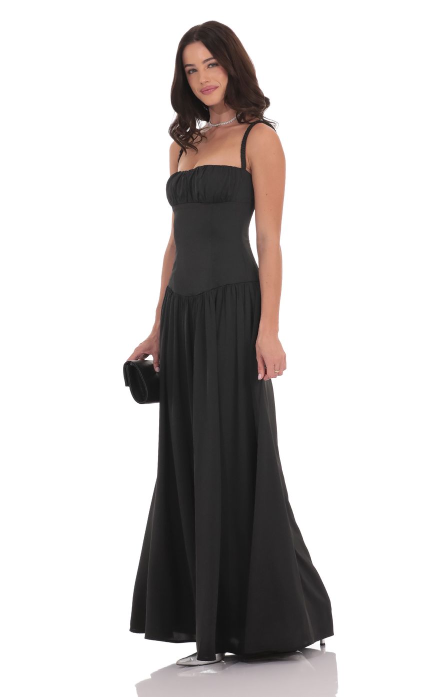 Lucy in the Sky Ruched Bust Maxi Dress in Black