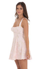 Lucy In The Sky Foiled Floral Crinkle Fit and Flare Dress in Pink