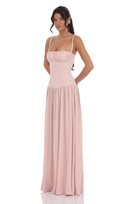 Lucy in the Sky Ruched Bust Maxi Dress in Dusty Rose