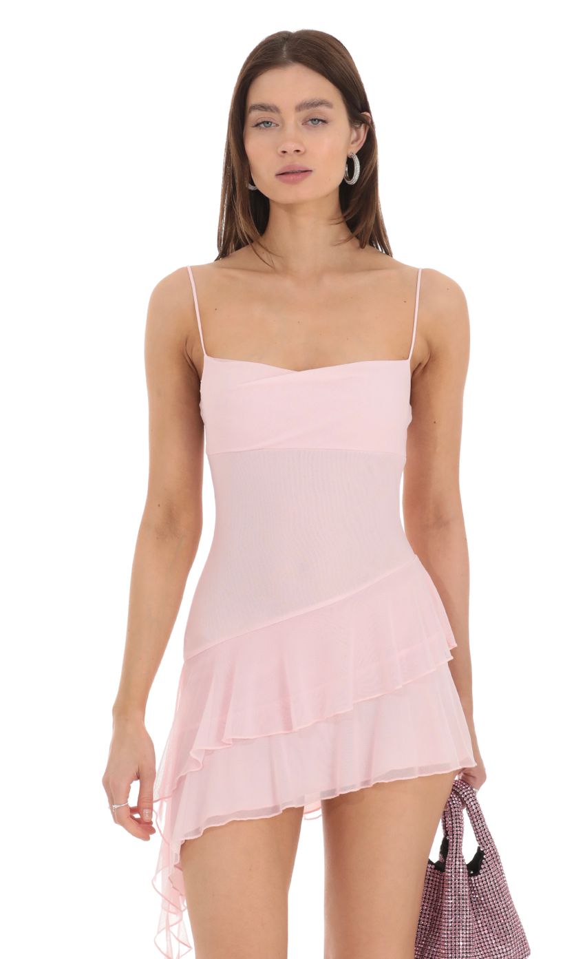 Lucy In The Sky Mesh Tassel Dress in Pink