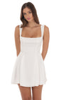 Lucy In The Sky Fit and Flare satin Dress in White