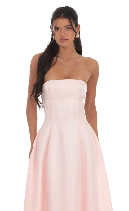 Lucy in the Sky Sheen Empire Waist Maxi Dress in Pink