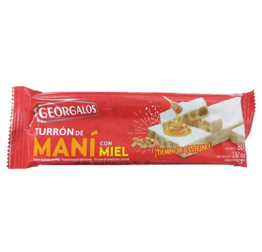 Pampa Direct Georgalos Turrón de Maní con Miel Classic Hard Peanut Nougat with Honey, 80 g / 2.82 oz