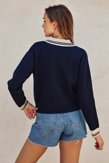Ruby & Jenna Women's Varsity Zip Up Sweatshirt