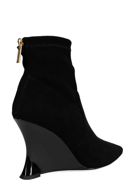 Natori Neko Luxe Leopard Satin Wedge Ankle Boot - Black