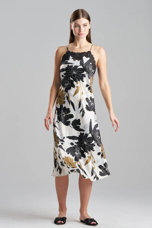 NATORI Peony Blossom Lace Applique Slip Dress