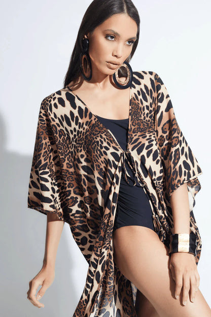 NATORI Luxe Leopard Cotton Gauze Cover-Up