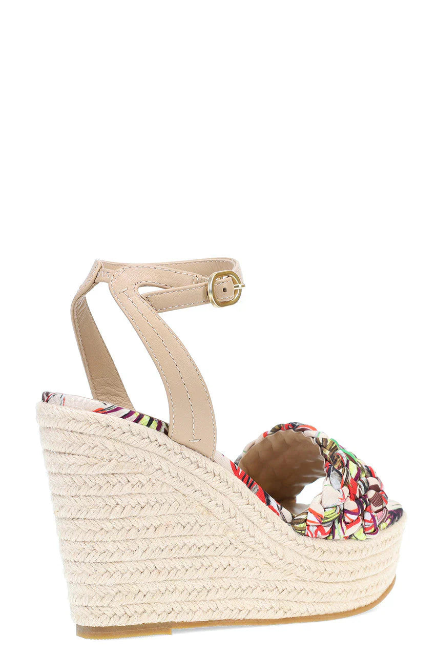 Natori Rae Tropical Braided Wedge Sandals - Natural