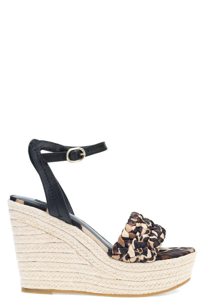 Natori Rae Tropical Braided Wedge Sandals - Chestnut