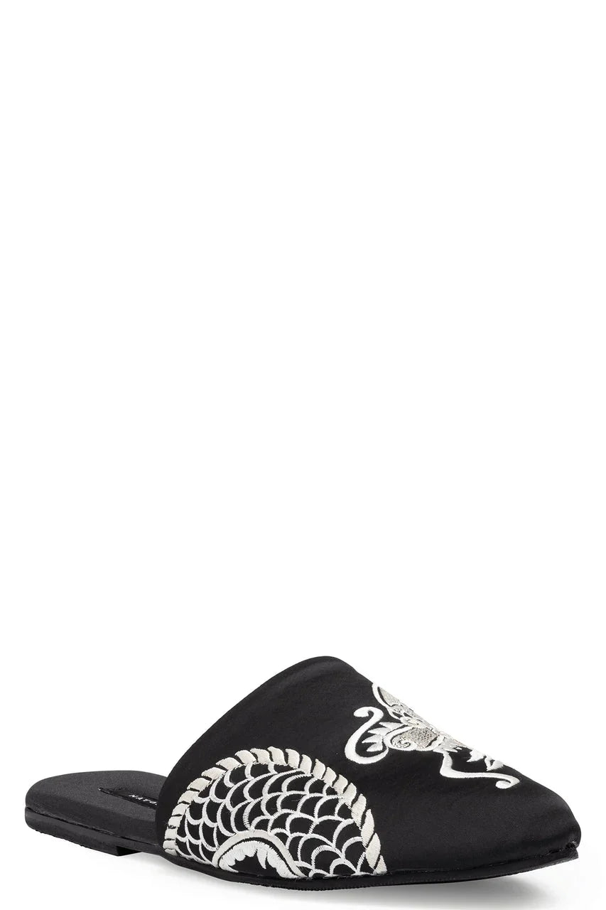 Natori Dragon Embroidered Luxe Charmeuse Slide