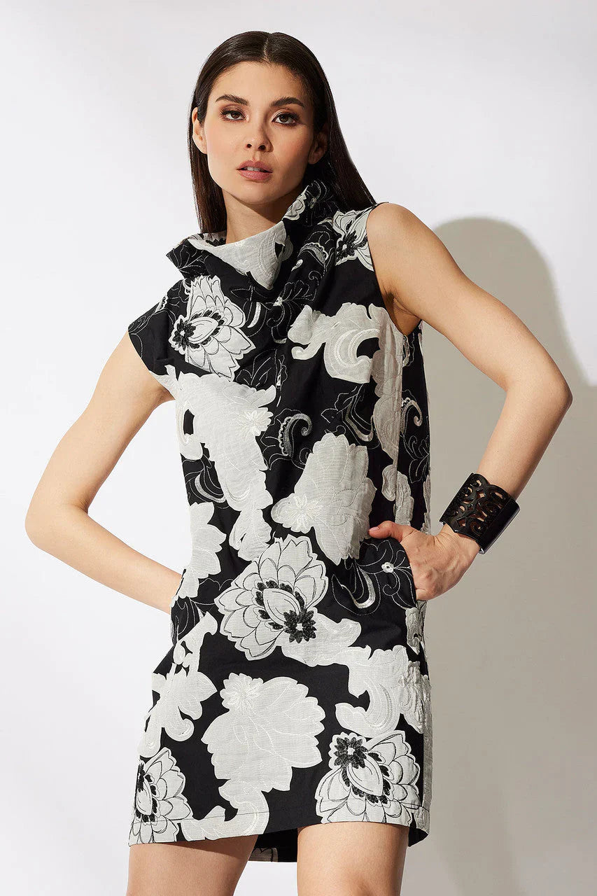 NATORI Cressida Applique Funnel Shift Dress