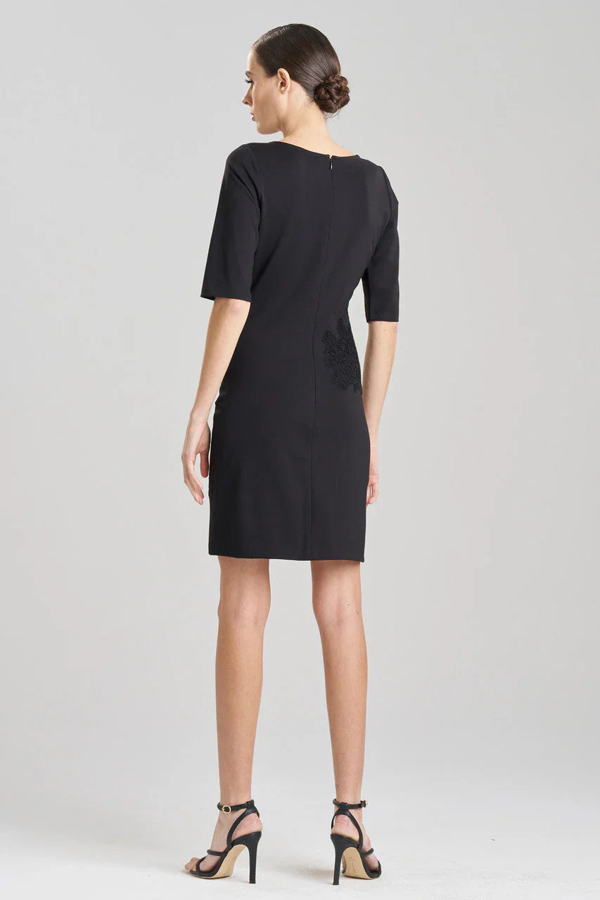 NATORI Light Weight Ponte Embroidered Sheath Dress