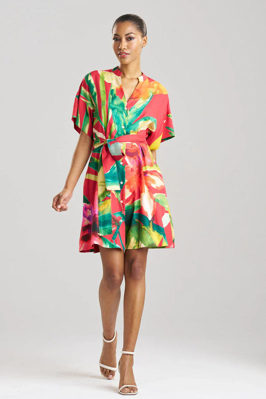 NATORI Mallorca Printed Cotton Silk Dress