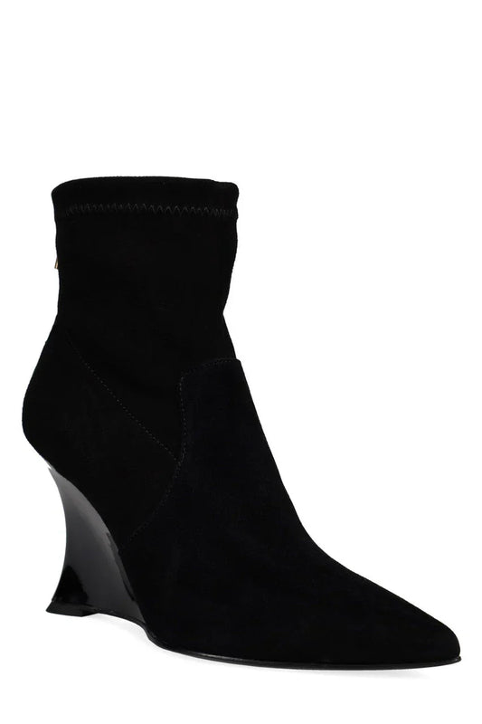 Natori Neko Suede Wedge Ankle Boot - Black