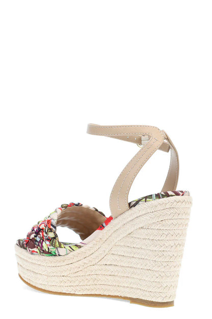 Natori Rae Luxe Leopard Hinami Braided Wedge Sandals - Natural