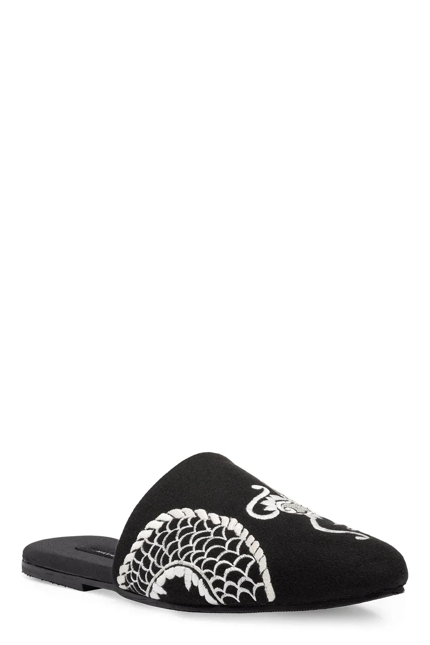 Natori Dragon Embroidered Felt Slide