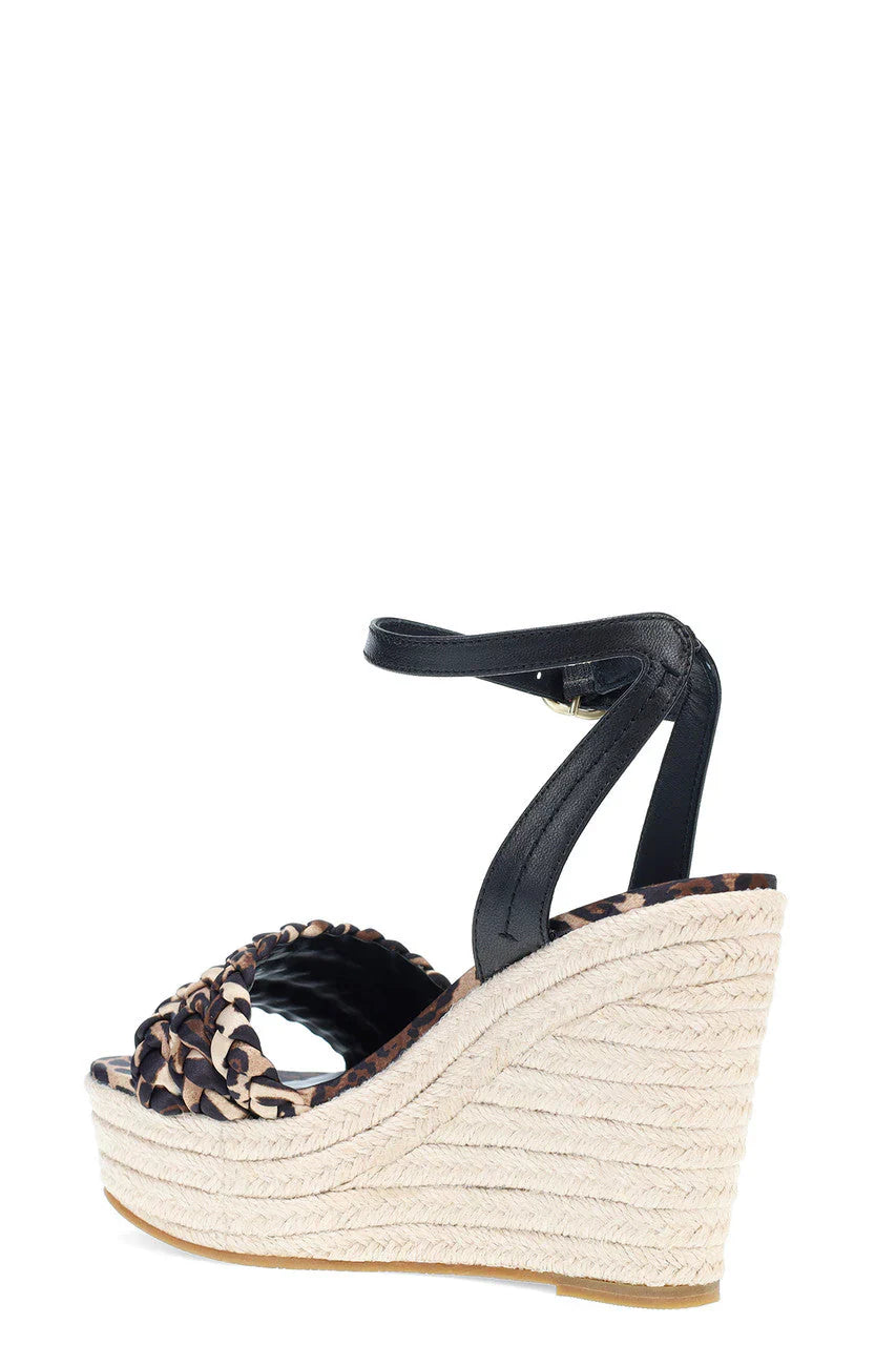 Natori Rae Luxe Leopard Hinami Braided Wedge Sandals - Chestnut