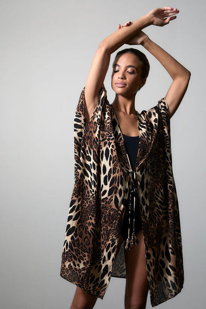 NATORI Luxe Leopard Cotton Gauze Cover-Up