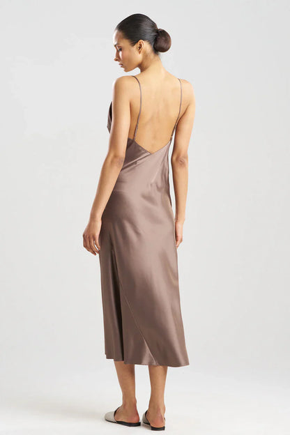 Natori Glamour V-Neck Slip Dress - Taupe