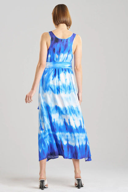NATORI Santorini Printed Cotton Silk Trapeze Tank Dress