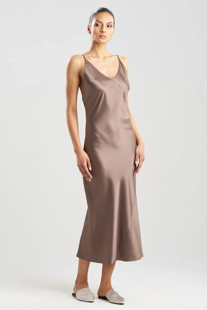 Natori Glamour V-Neck Slip Dress - Taupe