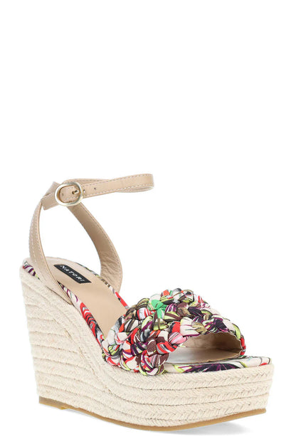 Natori Rae Tropical Braided Wedge Sandals - Natural