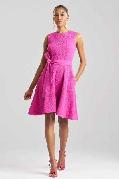 NATORI Textured Cotton Jacquard Sleeveless Dress