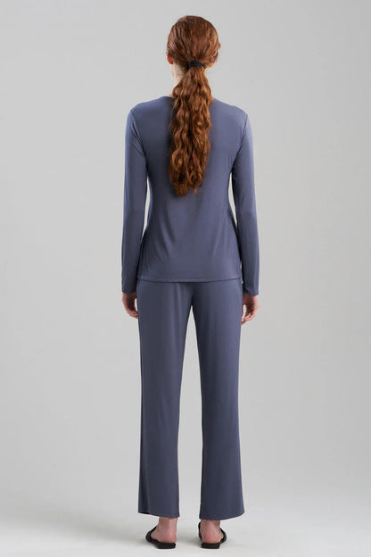 Natori Feathers Essentials Lenzing Ecovero Viscose Lace Applique PJ - Ash Navy