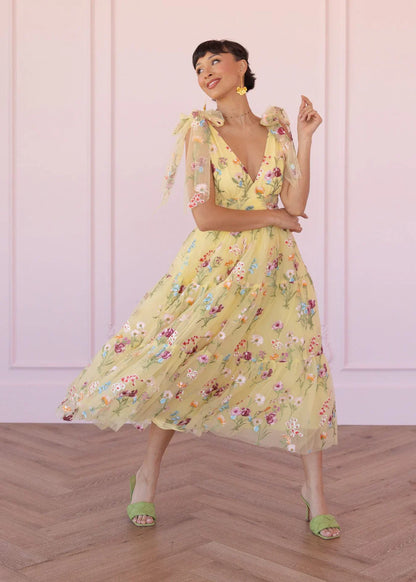 JessaKae Margaret Midi Dress Yellow