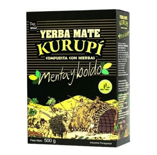 Pampa Direct Kurupí Yerba Mate Menta y Boldo Yerba Mate with Herbs Boldo & Mint, 500 g / 1.1 lb