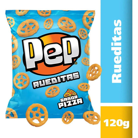 Pampa Direct Pep Rueditas Wheat Flour Snacks Wheel Shape Pizza Flavor, 120 g / 4.23 oz