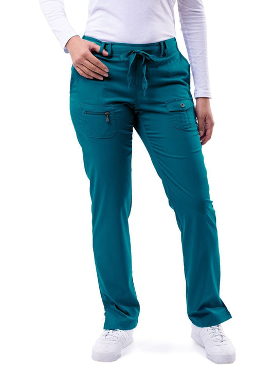 Adar Women's Slim Fit 6 Pocket Pant - Caribbean Blue - Ceil Blue - Eggplant
