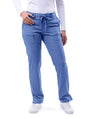 Adar Women's Slim Fit 6 Pocket Pant - Caribbean Blue - Ceil Blue - Eggplant