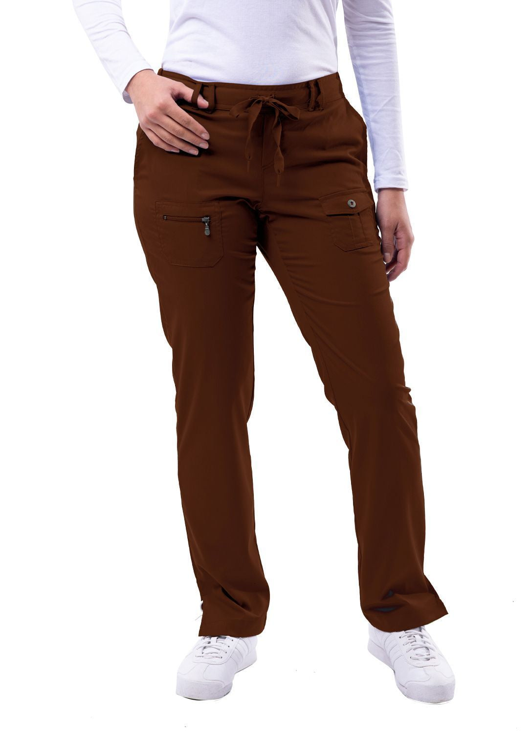 Adar Women's Slim Fit 6 Pocket Pant - Apple - Black - Coffee