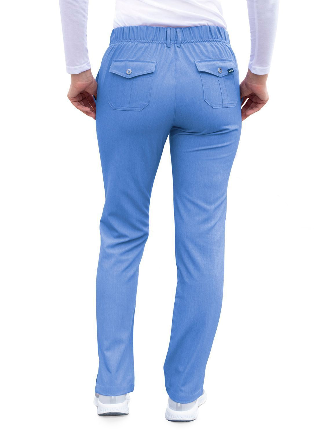 Adar Women's Slim Fit 6 Pocket Pant - White - Wine - Heather French Blue